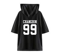 Hooded Tshirt Kpop Yellow Wood Short-Sleeved Changbin Hyunjin Felix Seungmin Jeongin Jisung Minho Woojin BangChan Tee Shirt Fashion Wild Color Matching StrayKids New Casual T-Shirt