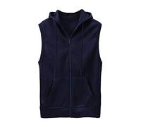 Hooded Vests for Men UK,Men Hooded Fleece Gilet Lightweight Outdoor Sleeveless Vest Jacket with Zip Up Hooded Fluffy Hoodie Sleeveless Solid Color Running Athletic Sports Tank Tops