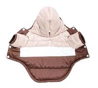 Hooded Warm Fleece Waterproof Windproof Dog Coat Jacket For Shiba Inu Poodle Pomeranian Bulldog Dachshund,Coffee,L