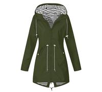 Hooded Waterproof Jacket Women Solid Color Long Thin Raincoat 3-In-1 Jacket Plus Size Lightweight Windproof And Waterproof Coat With Hood, for Outdoor, Walking & Camping