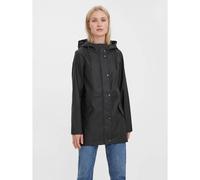 Hooded Waxed Jacket, Mid-Length Black