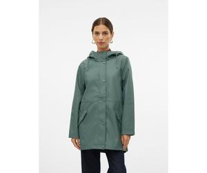 Hooded Waxed Jacket, Mid-Length Green