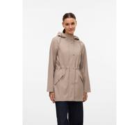Hooded Waxed Jacket, Mid-Length taupe beige