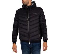 Hooded Woven Down Jacket Black/Melange Grey L