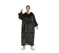 Hoodie Blanket, Oversized Long Blanket Sweatshirt with Soft Sherpa Fleece - Deep Front Pockets -Thick Giant Hooded Robe Pullover, Tv Lazy Proof Warm Wearable Blanket Pajama for Adult Women Men (Grey)