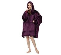 Hoodie Blanket Sherpa Wearable Oversized Sweatshirt Soft Warm Pullover Giant Hoody Throw for Adults Women Men (Dark purple,One Size)