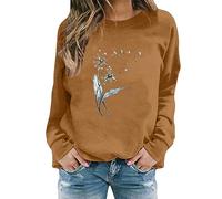 Hoodie Blanket Women Fox Fishing Clothing Personalised Teacher Gifts Festival Essentials Women's Dandelion Print Casual Fashion Sweatshirt Top (Khaki-7, L) Sale Clearance