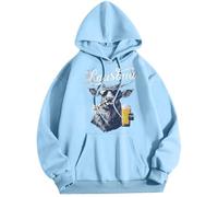 Hoodie Blue Men's Winter Plus Size Hoodie Fashion Sweatshirt Garment Top Hip Hop Oversized Crew Neck Sweatshirt Jogging Bottoms Complete Men's, lightblue, XL