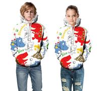 Hoodie for Boys Unisex Top Jacket Kids Cotton Long Sleeve Costume with Pocket Casual Hoody Sportswear PE School Warm Coats Gaming Gifts White