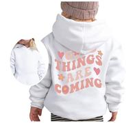 Hoodie for Boys Warm Hooded Pullover PE School Sweat with Pocket Girls Long Sleeve Jumper Varsity Childrens Unisex Age 2-13 Years White