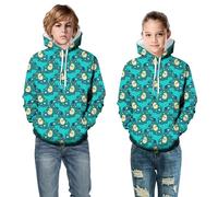 Hoodie for Boys Warm Soft Pullover Sweatshirt Print Hooded Children's Regular Fit Activewear School Top Spring Summer Walking Mint Green