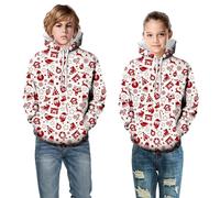 Hoodie for Boys Warm Soft Pullover Sweatshirt Print Hooded Children's Regular Fit Activewear School Top Spring Summer Walking Red