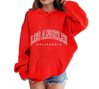 Hoodie for Girls Teens Long Sleeve Top Soft Oversized Cozy Comfort and Fashionable Warm Hooded Sweatshirt Cotton Lightweight Casual Outerwear Streetwear Red