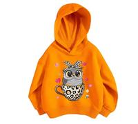 Hoodie for Girls Teens Regular Fit Activewear Casual Graphic Hoodies Cute Hoody Sportswear School Sweatshirt 5 to 13 Year Old Girl Gifts Orange