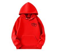 Hoodie for Girls Teens Regular Fit Activewear Soft Hooded Sweatshirt Kids Pe School Warm Coats Casual Hoody Sportswear Standard Round Neck Jumpers Childrens Unisex Age 2-13 Years Red