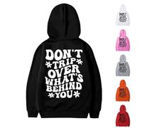 Hoodie for Kids Boys Girls Funny Letter Print Sweatshirt Long Sleeve School Jumper Cool Pullover Top Cotton Drawstring Pocket Loose Sports Shirt (Red, 13-14 Years)