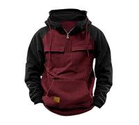 Hoodie for Men UK Sale Clearance Half Zip Hooded Sweatshirt Cargo Vintage Pullover Casual Solid Color Hoody Drawstring Jumper Workout Gym Sports Outdoor Sportwear with Kanga Pocket Comforty Breathable
