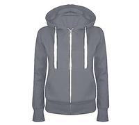 Hoodie for Women UK Fleece Hooded Sweatshirt Ladies Plain Zip Up Coat Front Pockets Soft Jumper Stretchable Comfortable Tops Fall Winter Fashion Sweatshirts Casual Loose Hoodies Plus Size S-2XL