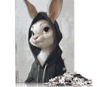 Hoodie Hare Jigsaw Puzzles Puzzles for Adults Kids. 1000 Pieces Whimsical Challenge Toy Educational Games Home Decoration for Adults& Kids Age 14 Years Up 1000pcs (40x28cm)