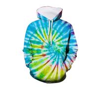 Hoodie Kids Girls Boys Tie Dye Graphic Microfleece Hooded Sweatshirt Gym Sports Hoody Tops Autumn Winter Lightweight Breathable Pullover Unisex Kids Clothes Outerwear (Z0a3-Light Blue, 13-14 Years)