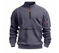 hoodie men uk Mens Half Zip Tactical Pullover Tops UK Fashion Tactical Military Sweatshirts Casual Sport Cargo Pullover with Pockets Autumn Winter Workout Gym Jackets #1-Dark Gray XXL