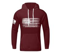 Hoodie Men's Hoodies US Flag Patriotic Graphic Hoodie Large Sizes Hoodie Print Pullover Long Sleeve Casual Winter Pullover Statement Hoodie, 01-wine red, 5XL