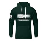 Hoodie Men's Hoodies US Flag Patriotic Graphic Hoodie Large Sizes Hoodie Print Pullover Long Sleeve Casual Winter Pullover Statement Hoodie, 01-dark green, M