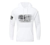 Hoodie Men's Hoodies US Flag Patriotic Graphic Hoodie Large Sizes Hoodie Print Pullover Long Sleeve Casual Winter Pullover Statement Hoodie, 01-white, L