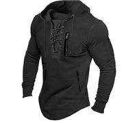 Hoodie Men's Long Sleeve Fleece Hoodie Men's Medieval Pullover with Hood Steampunk Hoodie Gothic Sweatshirt Leisure Retro Hoodie Comfortable Plain Sweatshirt, black, 3XL