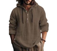 Hoodie Men's Oversize Pullover Men's Cotton Crew Neck Hoodie Men Long Sleeve Shirt Lace Up Hooded Fitness Gym Shirt Outdoor Tops Comfortable Baseball Sweatshirt Breathable Sports Shirt
