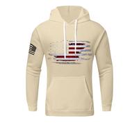 Hoodie Men's Pullover with USA Flag Print Large Sizes Hoodie Print Pullover Long Sleeve Casual Winter Hoodie Statement Hoodies Suitable for Outdoor Travel, 01-khaki, XL