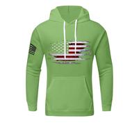 Hoodie Men's Pullover with USA Flag Print Large Sizes Hoodie Print Pullover Long Sleeve Casual Winter Hoodie Statement Hoodies Suitable for Outdoor Travel, 01-Green, 5XL