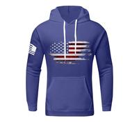 Hoodie Men's Pullover with USA Flag Print Large Sizes Hoodie Print Pullover Long Sleeve Casual Winter Hoodie Statement Hoodies Suitable for Outdoor Travel, 01 Royal Blue, XL