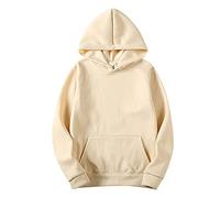 Hoodie Men's Sweatshirt with Hood Plain Hoodie Long Sleeve Pullover Soft and Comfortable Hoodie Stylish Slim Fit Long Sleeve Tops Classic Cotton, beige, 3XL