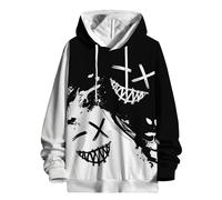 Hoodie Men's Techwear Hoodie Hip Hop Long Sleeve Streetwear Urban Pullover Leisure Sweat Jacket with Hood Cool Design Men's Sweatshirt Fashion Y2k Streetwear Hoodie, White, L