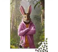 Hoodie Rabbit Wooden Puzzles 1000 Piece Jigsaw Puzzles for Adults Educational Game Challenge Toy Christmas Eve Gifts 1000pcs (75x50cm)