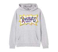 Rugrats Womens Hoodie | Ladies Classic Logo Cartoon Graphic Hooded Sweatshirt in Grey | Relaxed Fit Classic 90s Cartoon Apparel | Warm & Nostalgic Hoody Apparel Gift for Adults