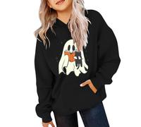 Hoodie Sweatshirt for Kids Girls Cute Ghost Reading Book With Cat Print Pullover Hoody Girls Winter Comfortable Long Sleeve Casual Sports Tops with Pockets Age 9-11 Years Black