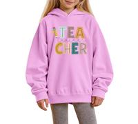 Hoodie Sweatshirts Girls Solid Colour Teacher Printed Pullover Sweatshirt Back to School Clothes Long Sleeve Tops Warm Oversized Breathable Lightweight Hoodies Everyday Casual Costume 1-2Years