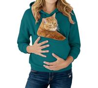 Hoodie with Dog Pouch Womens Pet Carrier Hoodie Long Sleeve Kitten Puppy Pouch Holder Cat Dog Mom Hooded Sweatshirt Animal Pocket Breathable Loose Cozy Pullover Tops Plus Size Fall Fashion Clothes S