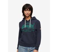Hoodie with Superdry Classic Vintage Logo navy green woman - XXS