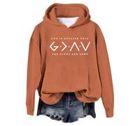 Hoodie With Zip Pockets,God Is Greater Than The Highs And Lows Sweatshirt Women Pullover Long Sleeve Graphic Top