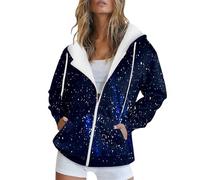 Hoodie Women Fashion Autumn and Winter Warm Colorful Retro Flower Print Casual Pocket Long Sleeve Drawstring Hooded Jacket Zipper Ladies Hooded Sweatshirt Summer Hoodies Women Sales