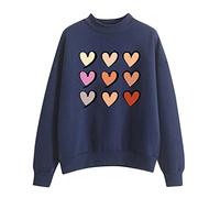 Hoodie Women Graphic Hoodie Jumpers Engagement Gifts Training Fashion Casual Women's Warm Sweatshirt Long Sleeve O Neck Soft Love Heart Printed Shirt Ladies Winter Sweatshirts Tops Clearance Store