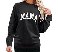 Hoodie Women Hoodie Jumpers Pamper Gifts for Women Autumn Winter Holidays Womens Crewneck Mama Sweatshirt Raglan Long Sleeve Graphic Shirts Casual Print Pullover Tops (Black, XXL) Clearance Store