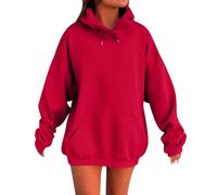 hoodie women,Hoodies for Women UK Oversized Sweatshirts Hooded Long Sleeve Shirts Cute Loose Y2K Clothes Fall Hoody Pullover Top Holiday Festival Wear Activewear, Red L