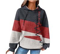 Hoodie Women's Hooded Sweatshirt Colourful Colour Gradient Hoodie Long Sleeve Loose Pullover Waffle Tops Warm Long Sleeve Winter Hoodie with Pocket Large Sizes Winter Jumper Streetwear, #02 Grey, 3XL
