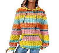 Hoodie Women's Hooded Sweatshirt Colourful Colour Gradient Hoodie Long Sleeve Loose Pullover Waffle Tops Warm Long Sleeve Winter Hoodie with Pocket Large Sizes Winter Jumper Streetwear, #01 Yellow
