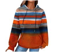 Hoodie Women's Hooded Sweatshirt Colourful Colour Gradient Hoodie Long Sleeve Loose Pullover Waffle Tops Warm Long Sleeve Winter Hoodie with Pocket Large Sizes Winter Jumper Streetwear, #02 Orange, XL