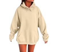 Hoodie Women's Hooded Sweatshirt with Pockets and Drawstring Pullover Long Sleeve Hoodie Winter Long Sleeve Casual Jumper Plain Basic Sweater Loose Casual Tops, khaki, XXL